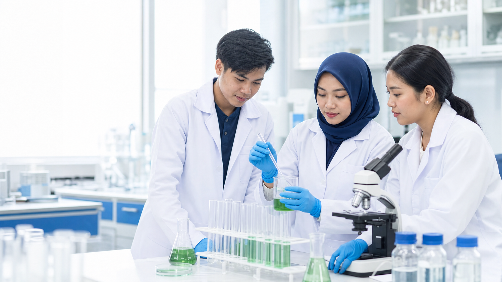 Aktivitas praktikum mahasiswa farmasi di laboratorium